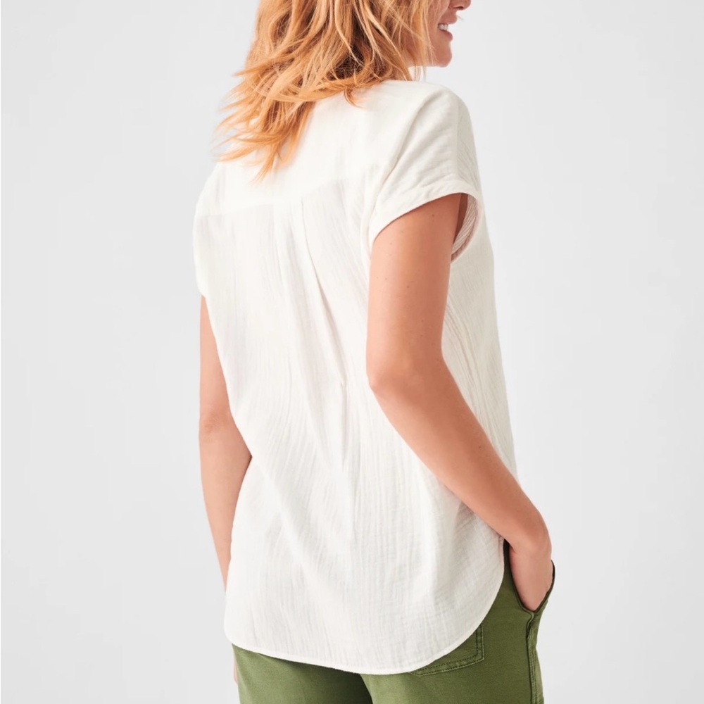 Faherty Dream Cotton Gauze Desmond Top White Sz Small - Picture 4 of 11